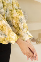 Yellow Printed Collared Shirt