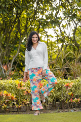 White Shirt With Floral Print Pant