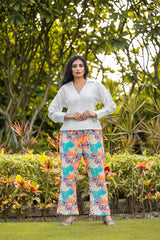 White Shirt With Floral Print Pant