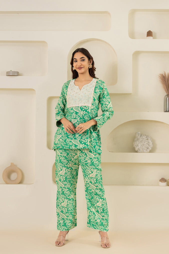 Green Shorts Kurti For Women