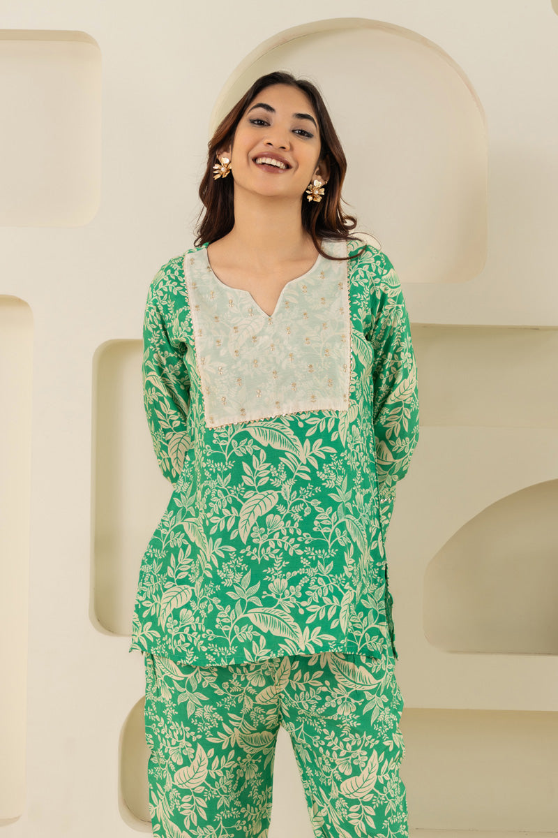 Green Shorts Kurti For Women