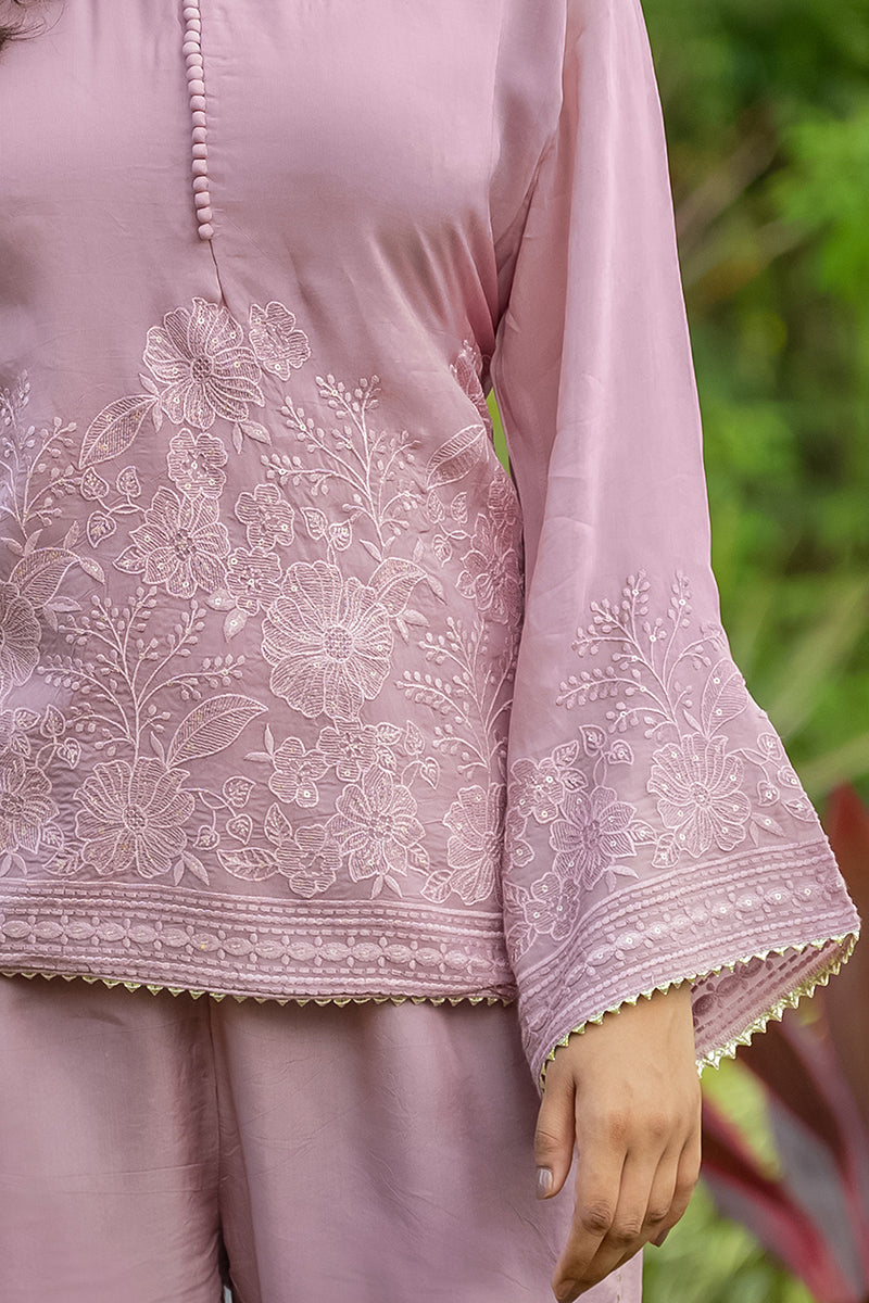 Pink Embroidered top and pant set