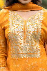 Orange Foil Print Suit set