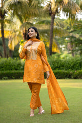 Orange Foil Print Suit set