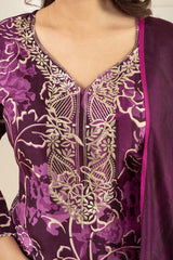 Purple Floral Printed Suit Set