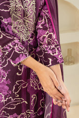Purple Floral Printed Suit Set
