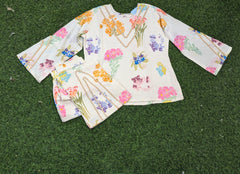Multicolor V-pattern jute laced Co-ord Set