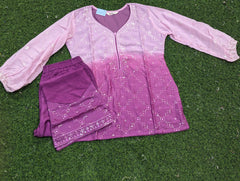 Pink Mirror Work Kurti Set
