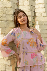 Pink Floral Print soft cotton Co-ord set for women