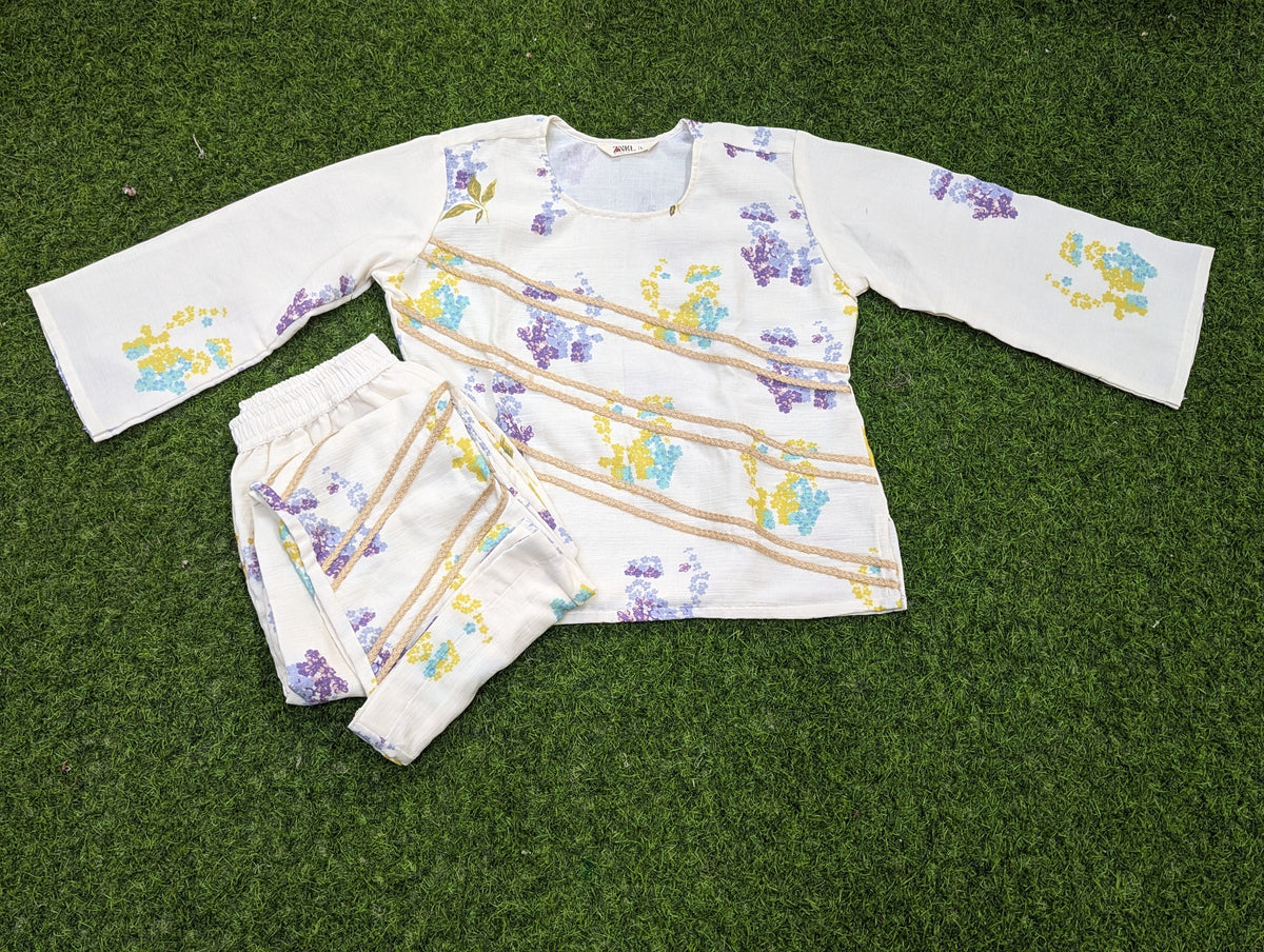 Floral Printed Cotton Crinkle Co-ord Set
