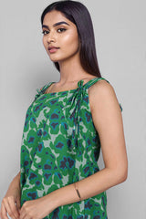 Green and Blue Abstract Cotton summer tops for women