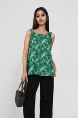 Green and Blue Abstract Cotton summer tops for women