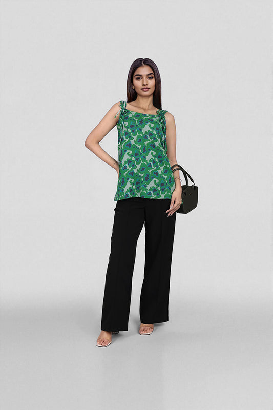 Green and Blue Abstract Cotton summer tops for women