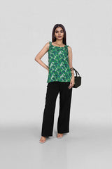 Green and Blue Abstract Cotton summer tops for women