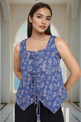 Blue Abstract Designer Printed trending tops for women?