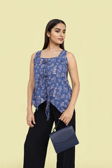 Blue Abstract Designer Printed trending tops for women?