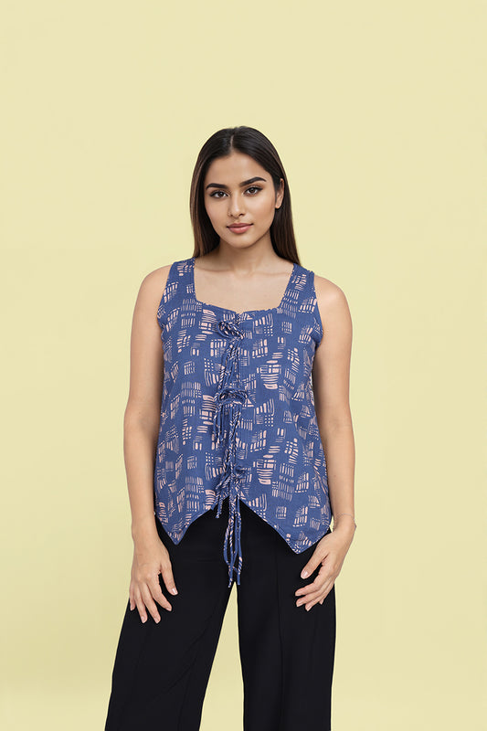 Blue Abstract Designer Printed trending tops for women?