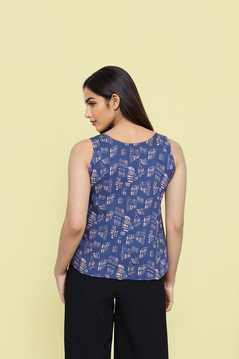 Blue Abstract Designer Printed trending tops for women?