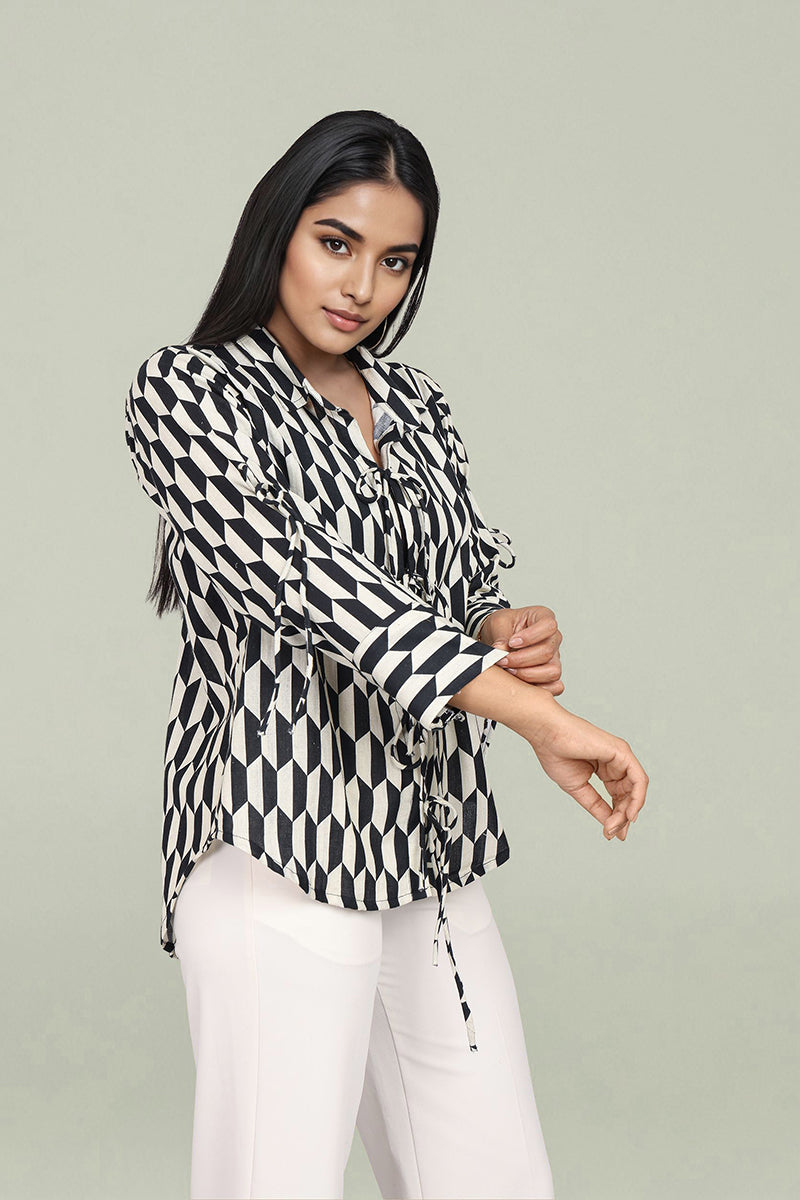 Geometric black printed shirt for women
