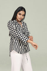 Geometric black printed shirt for women
