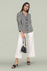 Geometric black printed shirt for women