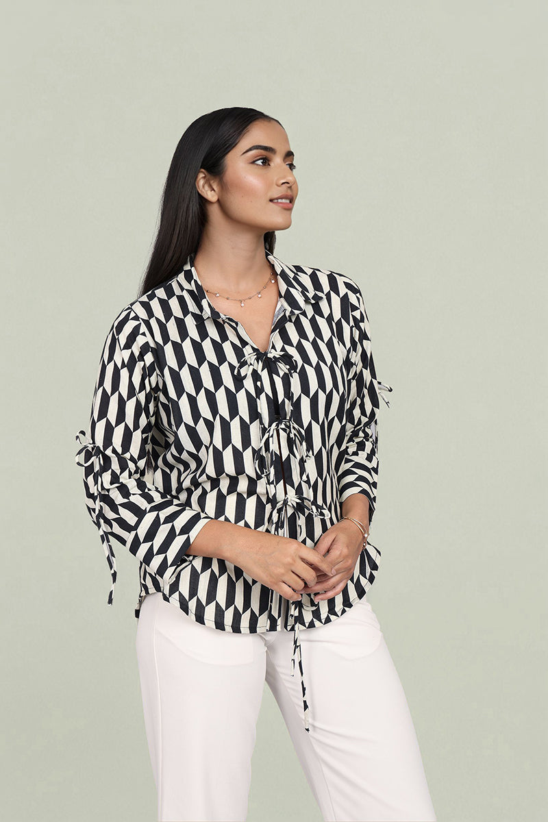 Geometric black printed shirt for women