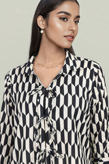 Geometric black printed shirt for women