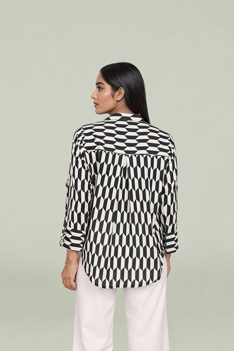 Geometric black printed shirt for women
