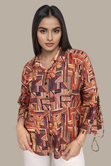 Abstract Geometric Multicolor oversized full sleeve shirt
