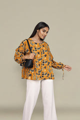 Mustard Yellow Floral Print beautiful tops for women