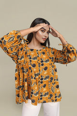Mustard Yellow Floral Print beautiful tops for women