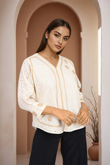 Oversized White Shiffli Tops For Women