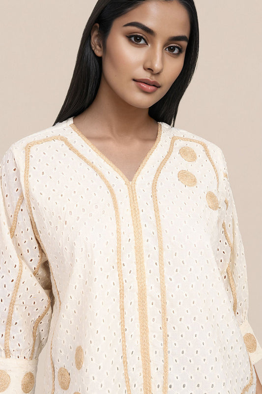 Oversized White Shiffli Tops For Women
