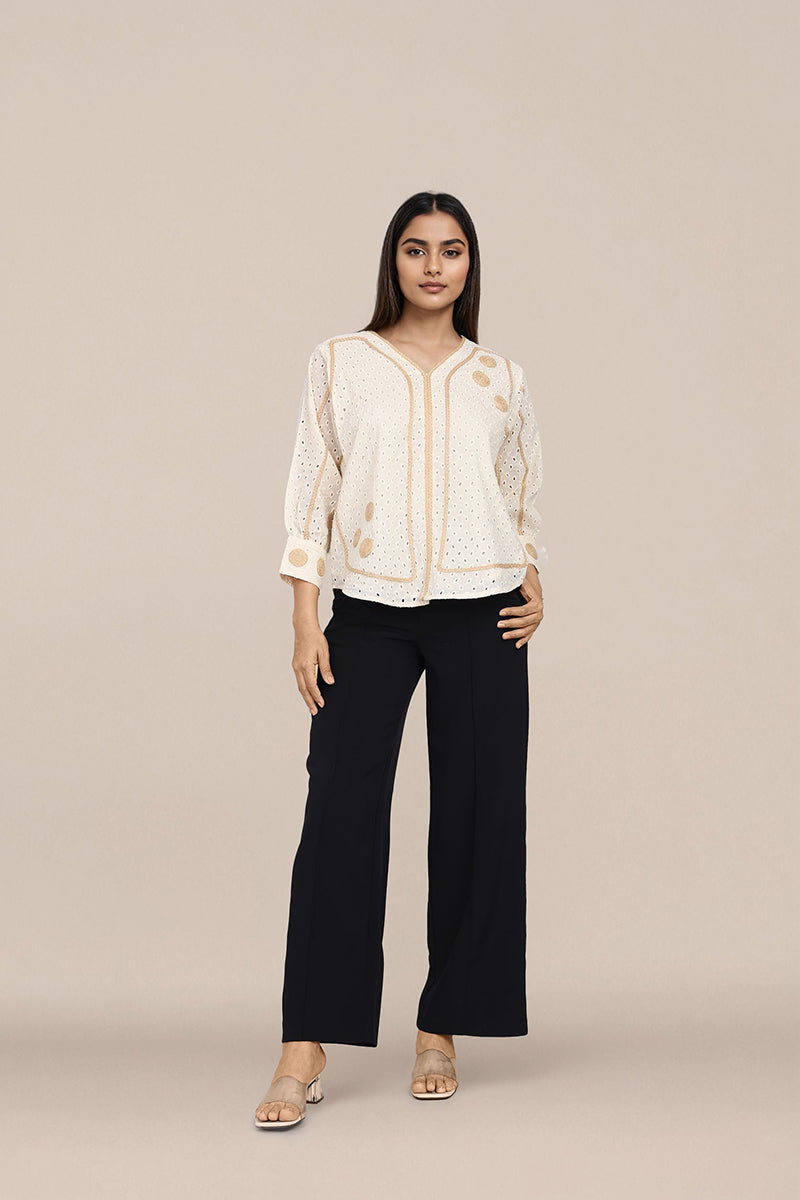 Oversized White Shiffli Tops For Women