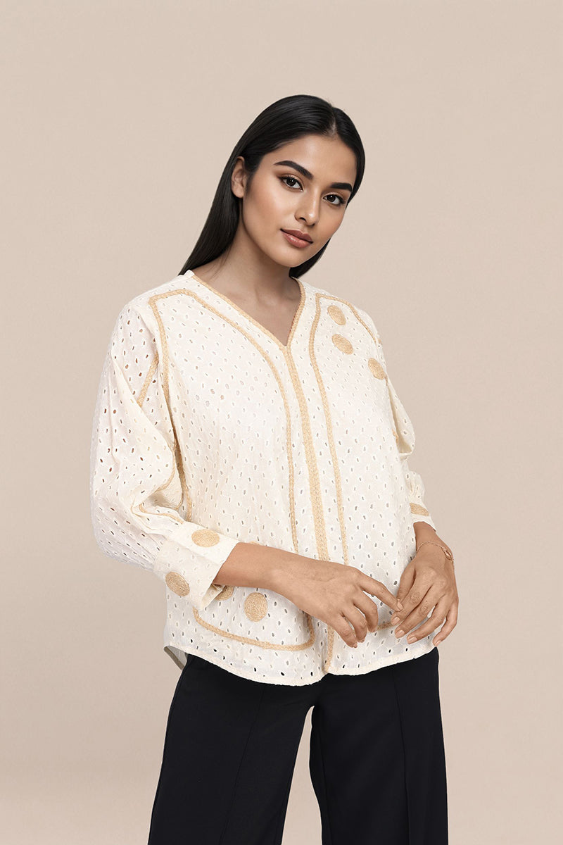 Oversized White Shiffli Tops For Women
