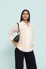 Oversized Texture Design Shirt With Lace Work