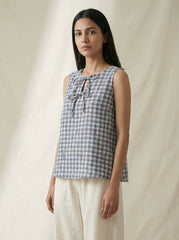 White Pastel Striped Sleeveless Collared Shirt