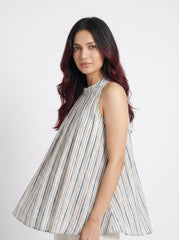 White Striped Halter Neck Cotton Summer Top